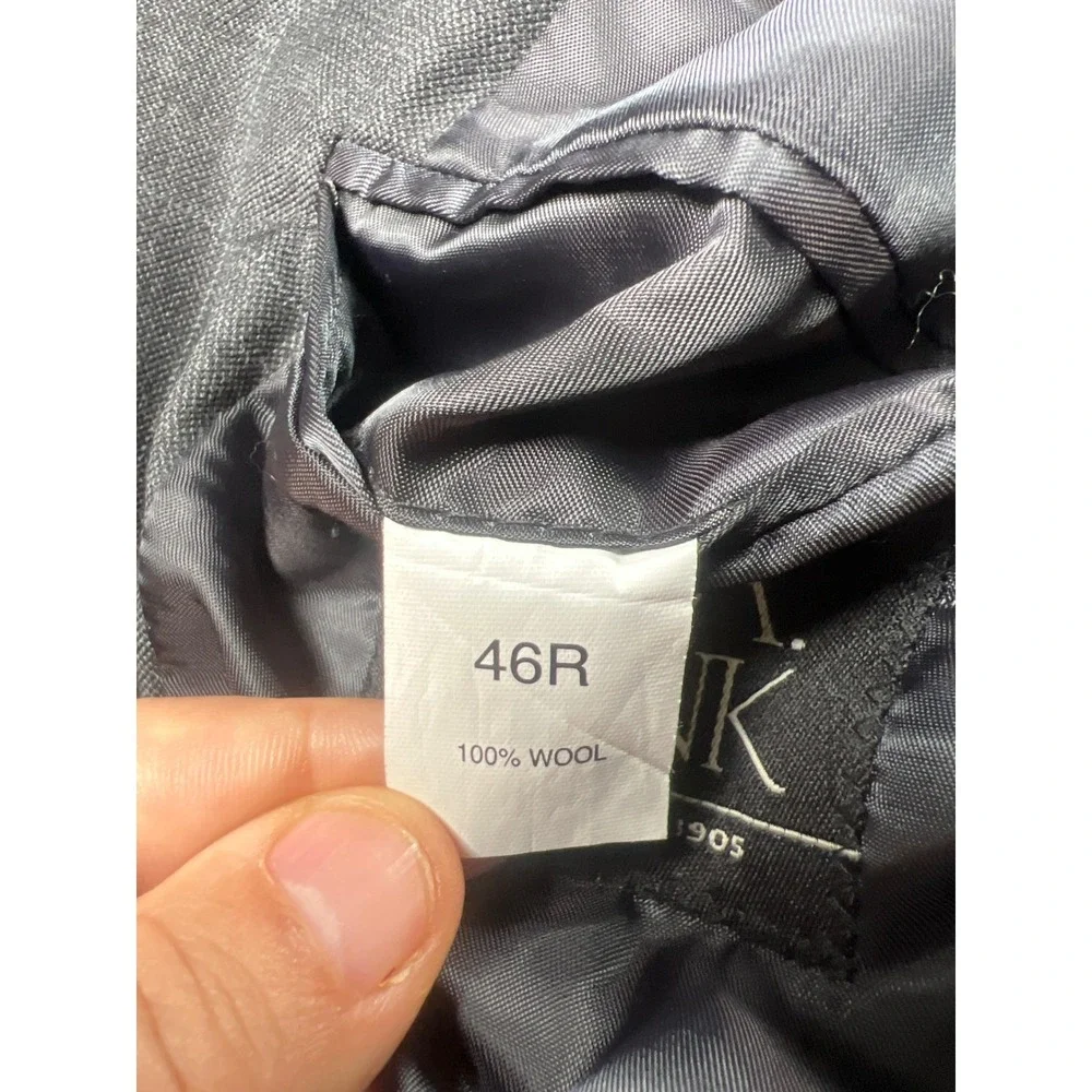 Jos A Bank‎ Men's Charcoal Gray Plaid Wool Blazer Suit Jacket 46R